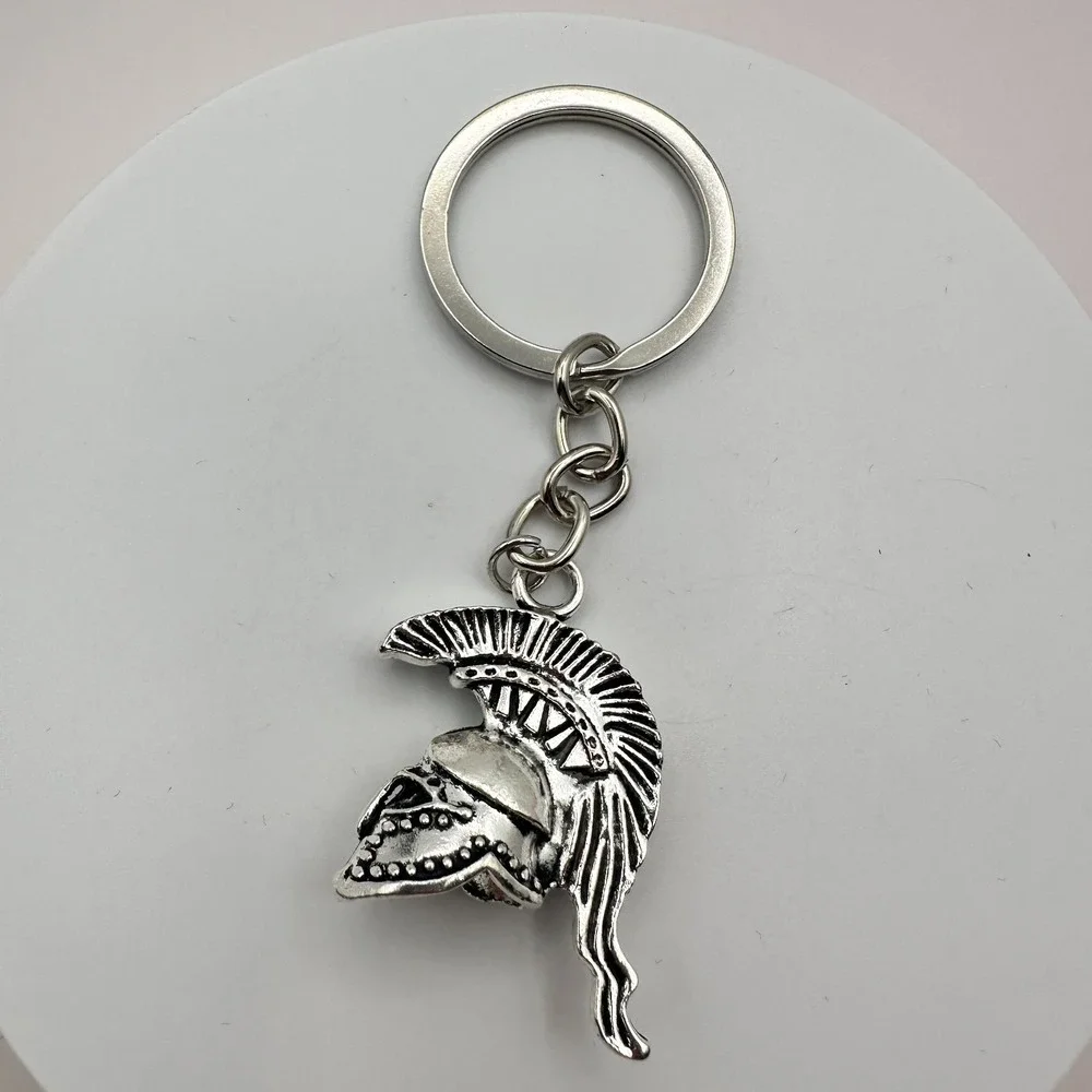 Vintage 90s‎ Silver Tone Spartan Warrior Helmet Keychain Greek Gladiator Jewelry